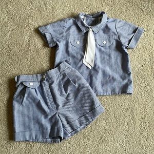 Blue Seersucker Outfit